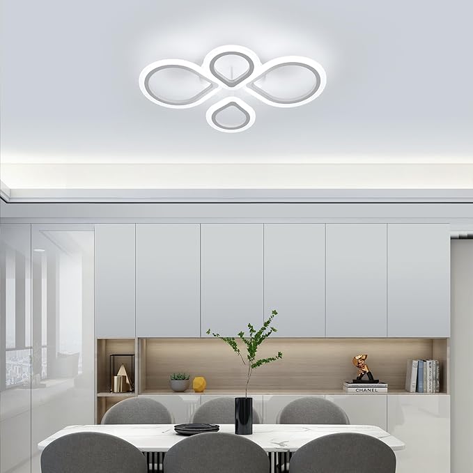 DELIPOP Modern LED Ceiling Light, 6500K Flush Mount Ceiling Light, 4 Rings Ceiling Light Fixture for Living Room Bedroom Kitchen