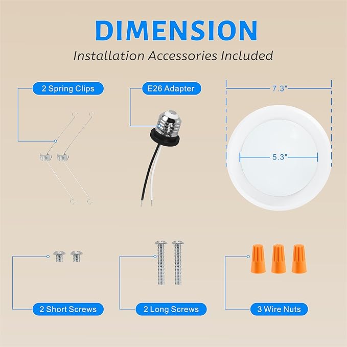 ECOELER 5/6 Inch Dimmable LED Disk Lights, 16.5W Flush Mount Disc Ceiling Can Light, 1000lm 2700K Soft White, Surface Mount Lighting Fixture for J-Box or Recessed Can, ETL-Listed, 10 Pack