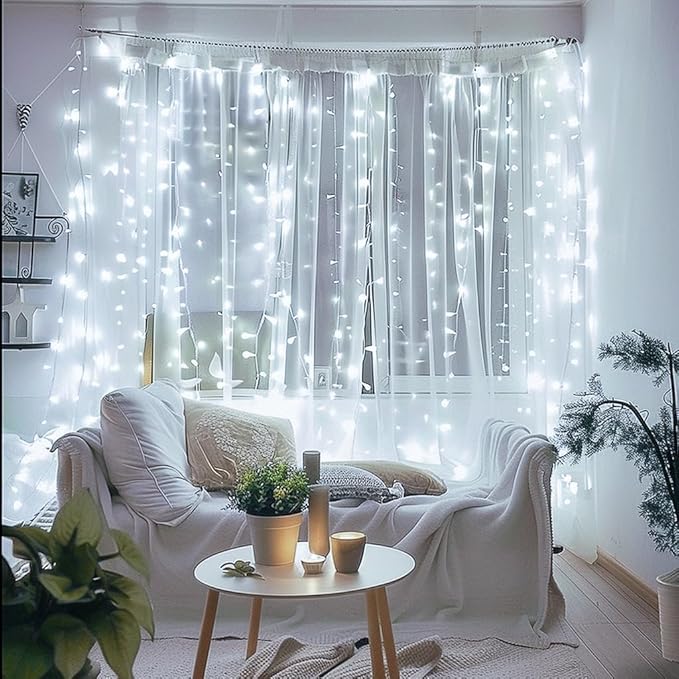 JMEXSUSS 150 LED White Christmas Lights Indoor Outdoor Waterproof, 59 Ft Connectable White String Lights Plug in, 8 Modes Twinkle Fairy Light for Bedroom Room Party Christmas Tree Decor (Pack of 2)
