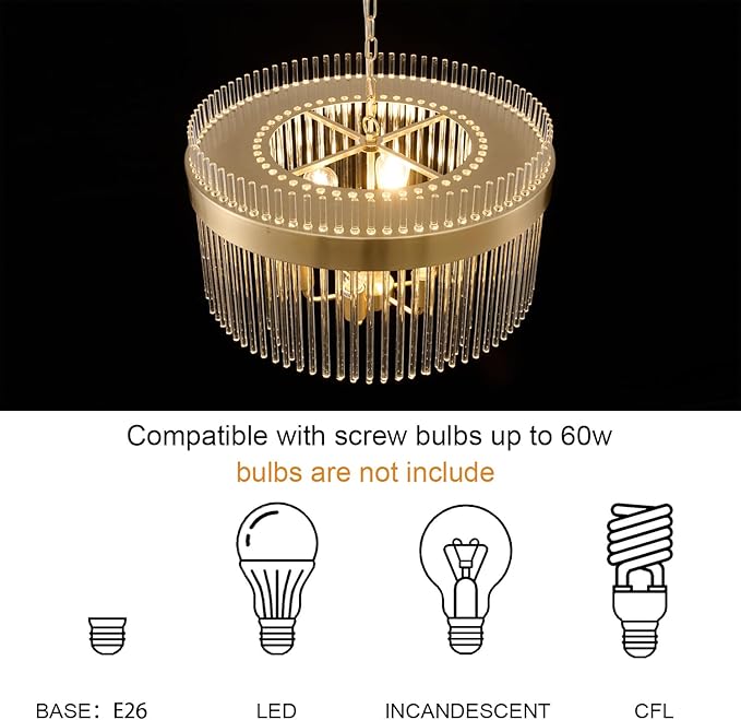 Dijiahua Modern Gold 23.6”Round Chandelier for Dining Room,6-Light Pendant Lights Kitchen Island 1 Pack,2-Tiers Luxury Brushed Brass Adjustable Cord Ceiling Hanging Lamp for for Entryway Living Room