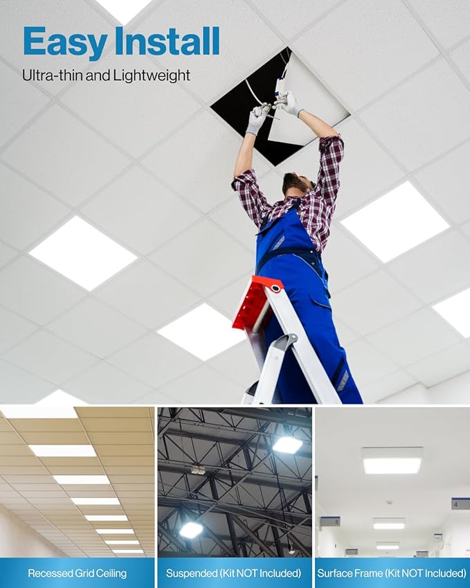 Sunco 2x2 LED Flat Panel Lights for Drop Ceiling, Troffer Replacement Light Fixture, 5200 LM, Selectable Features, 30W/35W/40W, 4000K/5000K/6000K, Dimmable (0-10V) ETL/DLC 2 Pack