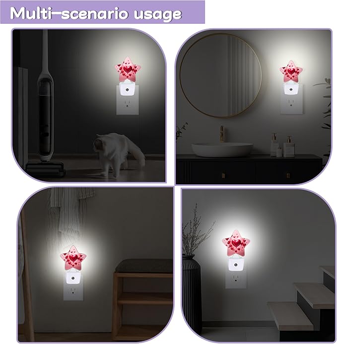 Hearts Night Lights Plug Into Wall Decorative, Nightlight with Dusk Sensor for Bathroom,Kitchen,Entryway,Room Accent,Gifts