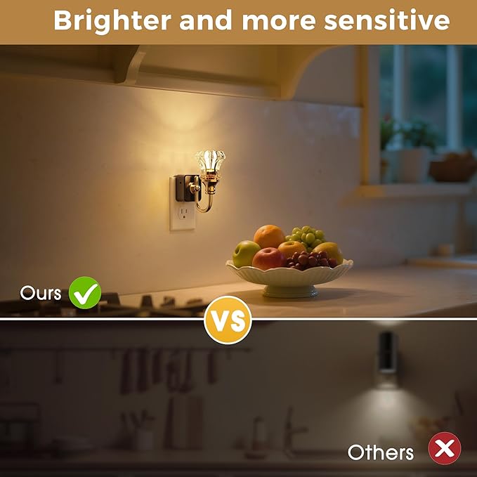 L LOHAS LED Night Lights Plug into Wall, 3000K Soft White LED, Floral Night Lights with Dusk to Dawn Sensor, 0-100lm Adjustable Brightness, for Hallway Bedroom Stairway