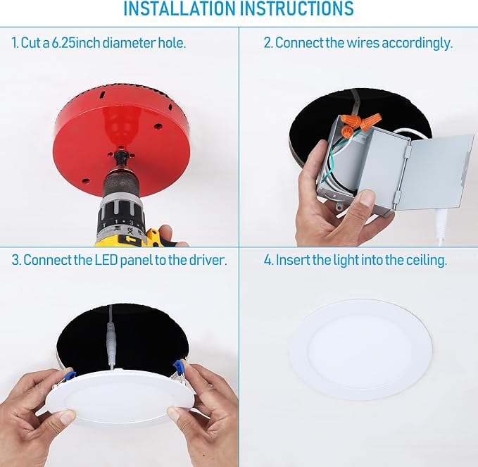TORCHSTAR Basic Series 12-Pack 6 Inch Ultra-Thin LED Recessed Lighting with Junction Box, Aluminum, 2700K Soft White, 5%-100% Dimmable Slim Recessed Downlight, 12W 850LM, ETL and Energy Star