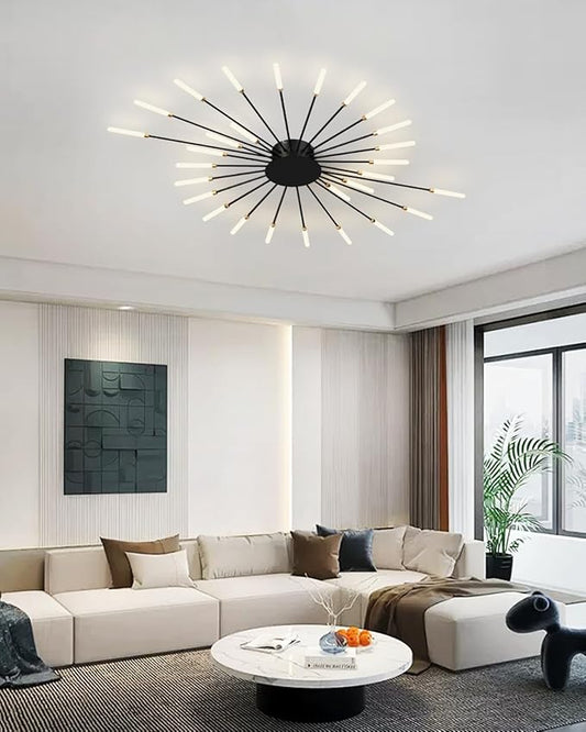 Ceiling Light Modern LED Ceiling Lamps,Flower Shape Ceiling Lights,Flush Mount Chandelier,Metal Acrylic Ceiling Lamps,Living Room Light Fixtures Ceiling for Bedroom,Dining Room(Black,28 Heads)