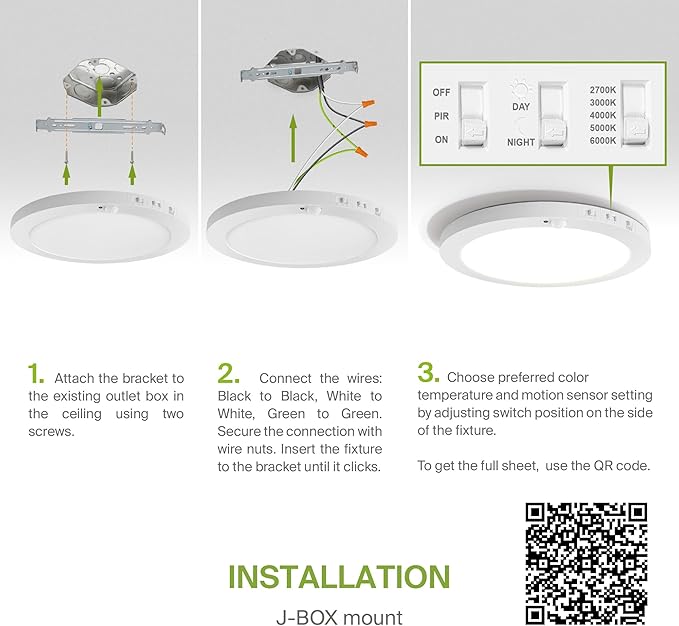 ASD LED 12" Round Flush Mount Ceiling Light Fixture, Low Profile Surface Lighting | 5CCT, Motion Sensored, Ultra-Thin, ETL Listed | 24W 1700LM 2700-6000K 120V | Kitchen, Hallway Lamp | White, 12 Pack