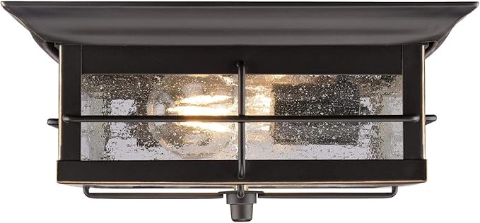 Westinghouse 6578400 Orwell 2 Light Outdoor Flush Mount Fixture in Oil Rubbed Bronze and Clear Glass, 6578400