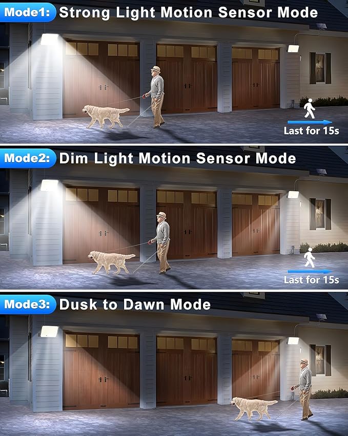 Gusicil Solar Lights for Outside, Motion Sensor Outdoor Lights, 4 Pack | 3 Modes Split Motion Sensor, Remote Control, Waterproof IP65, For Yard, Patio, Garden, Garage