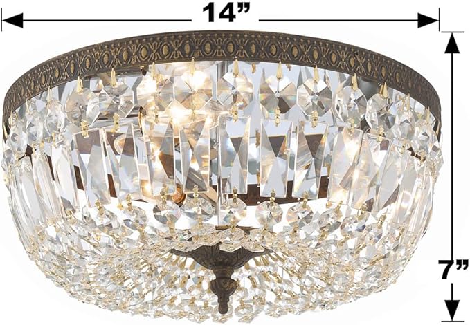 Crystorama 3 Light Spectra Crystal English Bronze Flush Mount