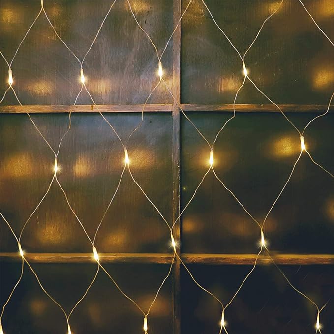 woohaha Outdoor Christmas Net Lights, 9.8FTx6.6FT 192 LED Plug-in Mesh Lights with 8 Lighting Modes, Connectable Light for Bush Christmas Garden Tree Holiday Wedding Party Decor,Warm White
