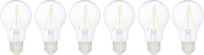 Amazon Basics A19 LED Light Bulbs, 40W Equivalent, Daylight White 5000K, Non-Dimmable, Energy Efficient 3.5W, 10,000 Hour Lifetime, 6-Pack