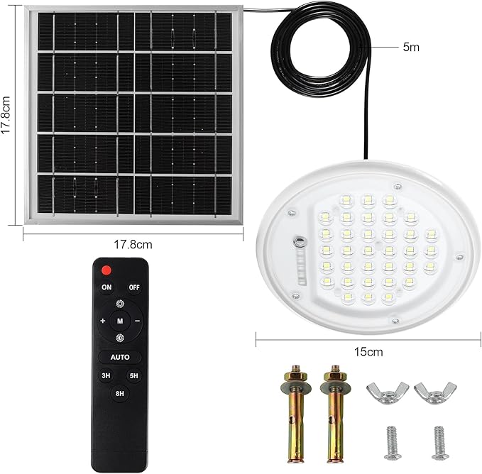 ABZXT Solar Pendant Light Shed Light Lighting Day and Night Auto Dusk to Dawn Solar Light Indoor and Outdoor with Remote Controlfor for Barn, Patio, Garden, Yard, Gazebo,Chicken Coop, Tent (1 Light)