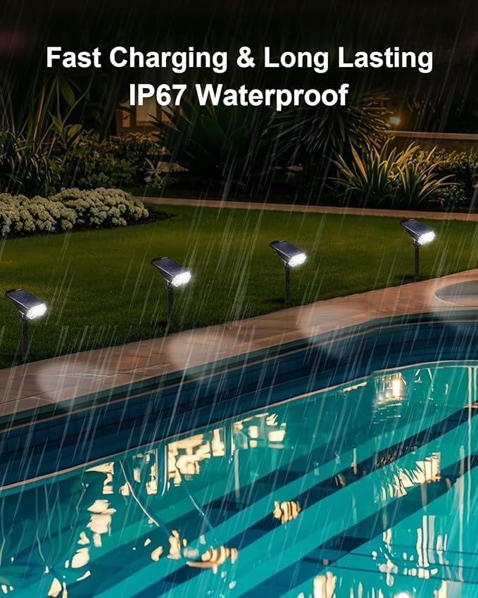 1 Pack Solar Spot Lights Outdoor Waterproof, 20 LEDs Bright Landscape Spotlights Dusk to Dawn, Cool White Adjustable Uplights for Yard Tree House Garden Wall Pathway, IP65
