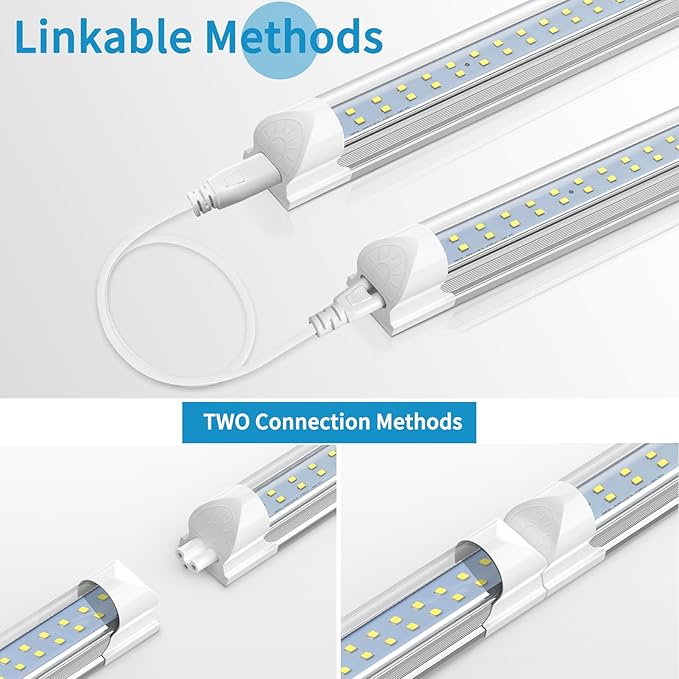 SHOPLED 8FT LED Shop Light - 80W 10800LM 6000K Cool White Ceiling Light Fixtures, T8 LED Tube Lights, 8 Foot Shop Lights for Garage Workshop Warehouse, ETL Listed, 4 Pack