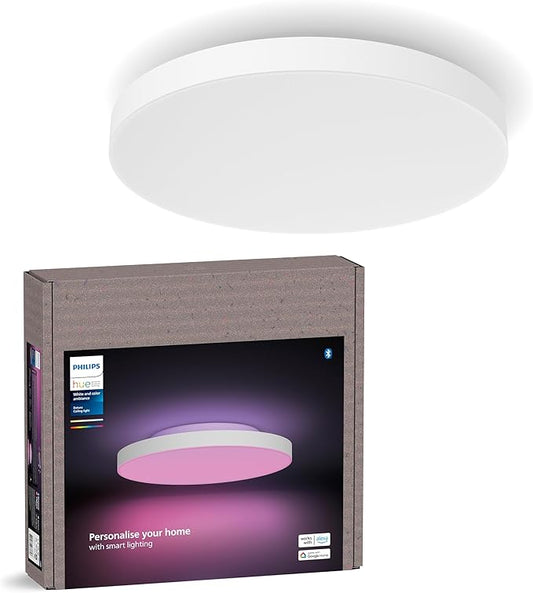 Philips Hue Datura Smart Ceiling Panel (Small Round 2.49in x 15.12in) White & Color Light, Bluetooth Compatible, Voice Control with Alexa, Apple Home & Google Assistant