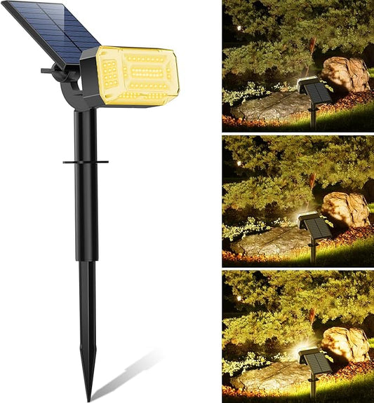 WENATY 102 LEDs Solar Lights Outdoor Waterproof, Spot Lights Outdoor with 4 Light Modes, Landscape Spotlight for Tree, Pathway, Yard, Garden, Adjustable Solar Panel Auto On/Off, 1 Pack, Warm