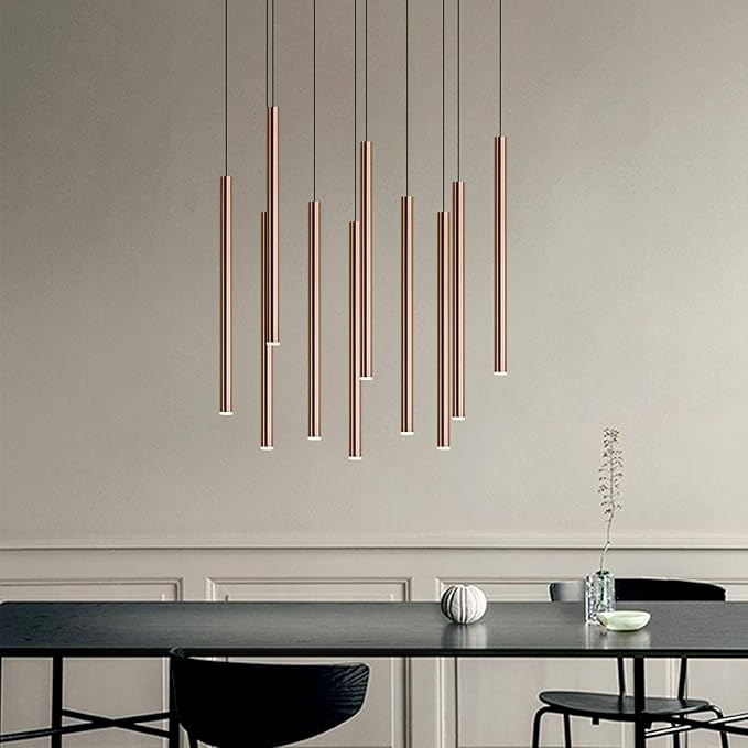 CANALIS 10 Mini Pendant Lighting Copper - LED Hanging Light Fixture for Kitchen Island, Bar, Foyer - Cluster Pendants - Dimmable, Adjustable Wire, Lamp Bulb Included