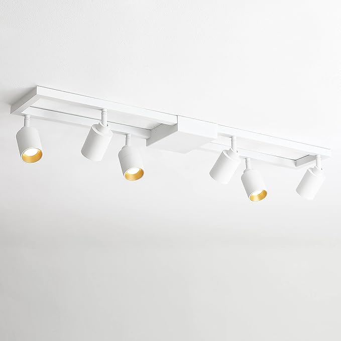 Shura - Square 6-Light White Integrated LED Ceiling Light w/Rotatable Heads, Adjustable Flush Mount Ceiling Light, 3000K, 2730 Lumens