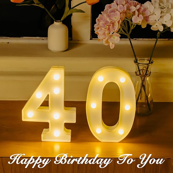 LED Marquee Numbers, Small Light Up Numbers for Party, 8.58 Inch Battery Powered Lighted Number for Birthday, Night Light, Table or Home Decor (Number 4)