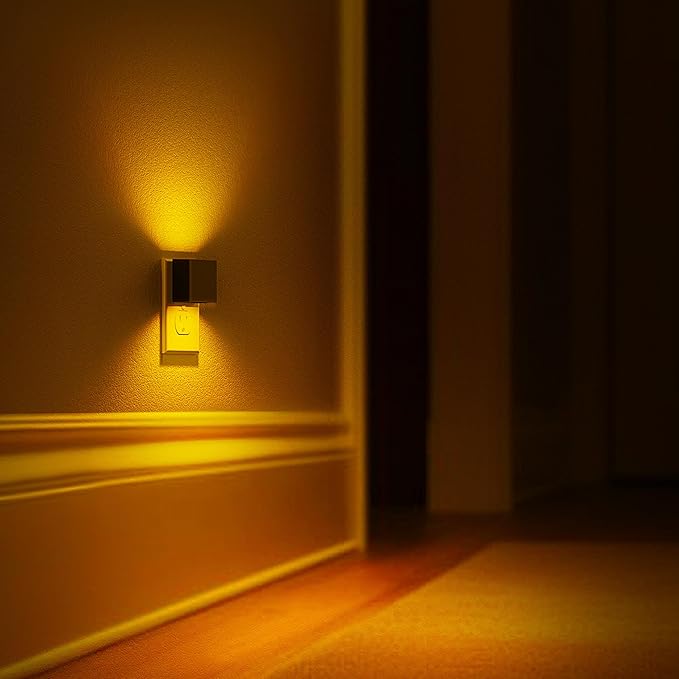 L LOHAS LED Night Light,Night Lights Plug into Wall,[2-Pack] Dimmable Night Light with Light Sensor,1800K Amber Light,Modern Nightlight for Bathroom Hallway Kitchen