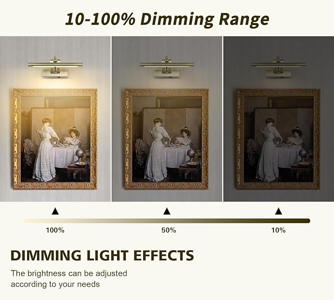 DESOOP Wireless Picture Lights Rechargeable Gallery Lighting Battery Picture Frame Light with Remote and Timer, Adjustable Art Light for Paintings, Portraits, Antique Bronze Finish 12'' Inch 2W 2700K