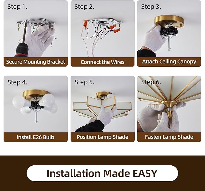 Star Brass Glass Ceiling Light - 19.7 In Large Gold Flush Mount Fixture - Art Deco Mid Century Vintage Modern Moravian Lighting Lights for Bedroom Dining Kitchen Foyer Farmhouse Living Room