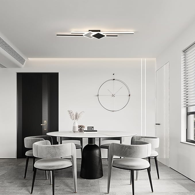 Qcyuui Linear Ceiling Light Modern LED Ceiling Lamp Dimmable Acrylic Ceiling Lighting Fixture with Remote Control for Bedroom Kitchen Dining Room Cloakroom Hallway(45W/39.4in/Linear Square)