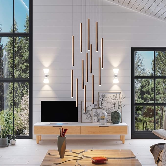 CANALIS 13 Mini Pendant Lighting Copper - LED Hanging Light Fixture for Kitchen Island, Bar, Foyer - Cluster Pendants - Dimmable, Adjustable Wire, Lamp Bulb Included