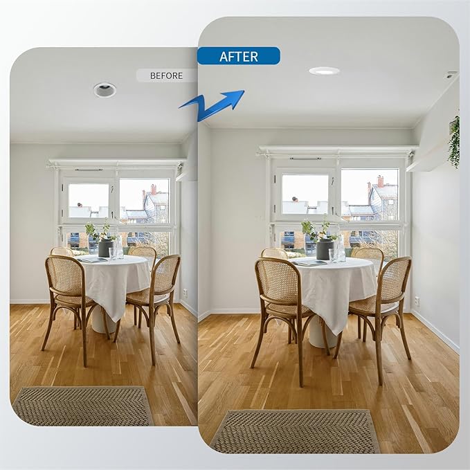 Jolux 4 Inch Adjustable 5CCT LED Can Light Retrofit, 2700K-5000K CCT Selectable, 6W=40W 500LM, Dimmable E26 Base, Bevel Trim, Recessed Lighting for Home Kitchen Bedroom, 4-Pack