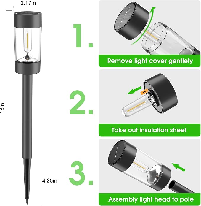 Eyrosa Solar Lights Outdoor, 12 Pack Waterproof Solar Landscape Lighting for Pathway Garden Yard Path Walkway Driveway Lawn Patio Outside Decor, Cool White