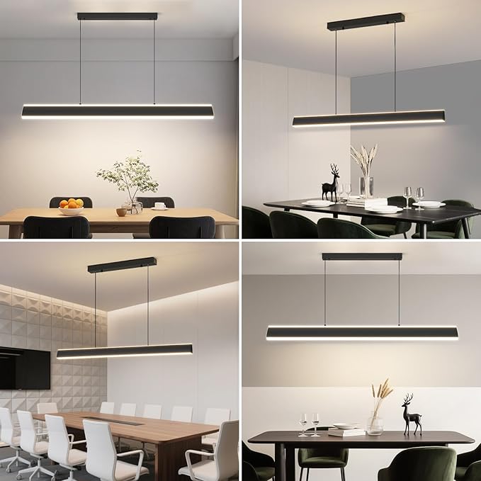 Modern Chandelier Light, 39IN LED Pendant Light with Remote Control 3000k-6500K Adjustable Color Temperature，Aluminum Island Lighting Lamp for Dining Room, Living Room