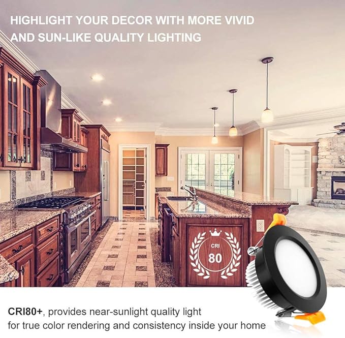 YGS-Tech 2 Inch LED Recessed Lighting, Dimmable Downlight 3W(35W Halogen Equivalent), CRI80, 3000K Warm White Ceiling Light with LED Driver(1 Pack)