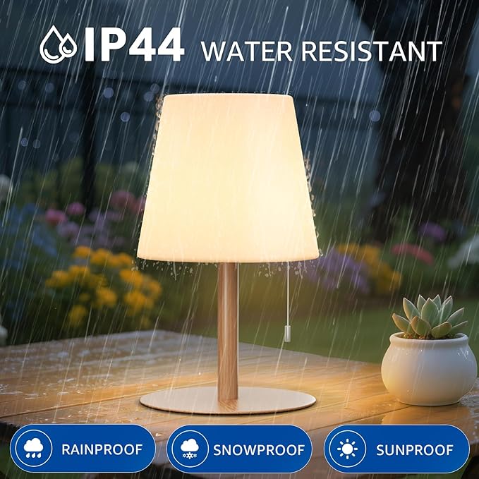uuffoo Shower Lamp Waterproof 8 Colors, Shower Light Rechargeable Cordless Battery Operated, LED Outdoor Table Lamps Dimmable Portable for Indoor Outdoor Bathroom Home Patio (Wood Grain)