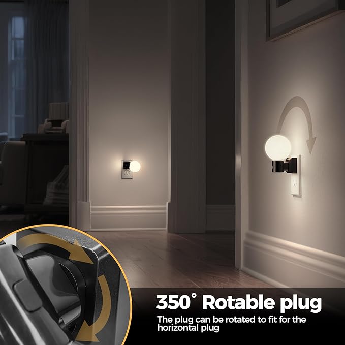 DORESshop Moon Night Light, Night Lights Plug into Wall, Dusk-to-Dawn Sensor, 3D Design 5000K Daylight White, Dimmable Nightlights Indoor for Bathroom, Bedroom, Hallway, Stairs