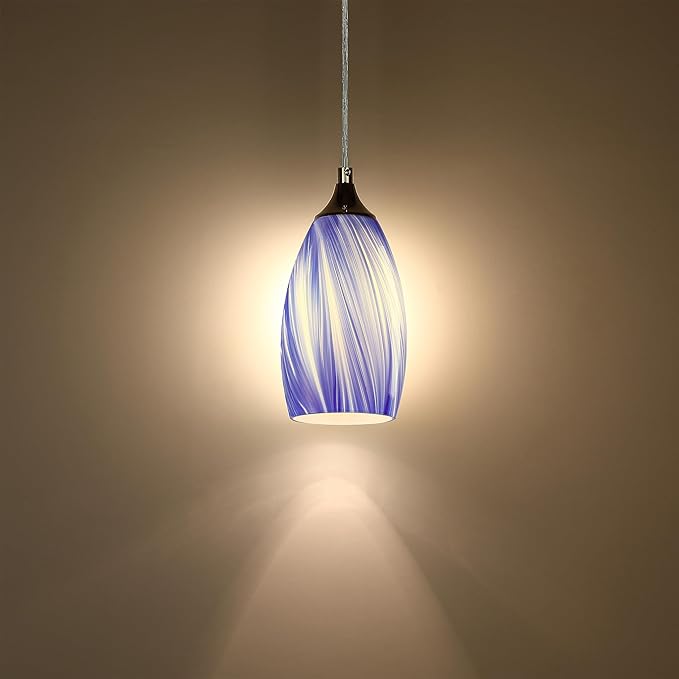 Replacement 4.7" Stripe Blue Cover Glass Shade Ceiling Fan Light Lampshade for Chandelier Vanity Lights Wall Sconces Pendant Light,1.66" Fitter Size,7.7" high*4.7" Diameter 3 Pack