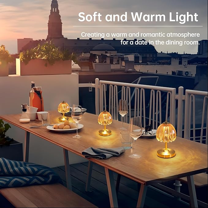 Shenmoyl Tulip Small Table Lamp, 5200mAh Cordless Touch Control Mini Table Lamp with 3 Color Temps & Stepless Dimming, Perfect for Small Spaces Like Dressers, Bedsides, Bookshelves (Amber Tulip)