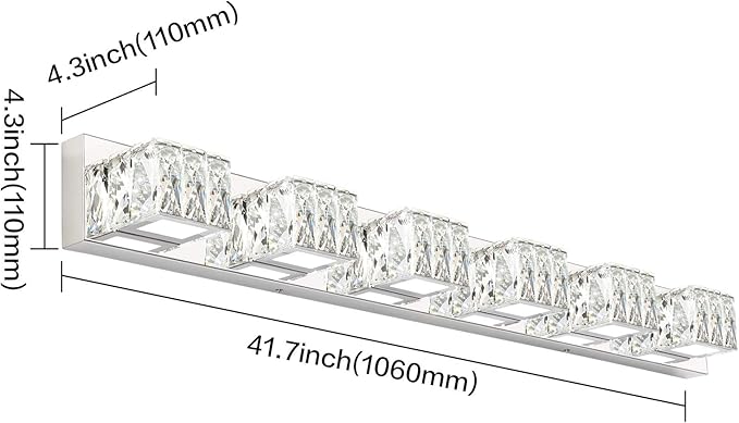 ZUZITO 6 Lights Bathroom Vanity Light - LED Bathroom Lights Over Mirror 5CCT Dimmable - Modern Crystal Chrome Vanity Wall Light