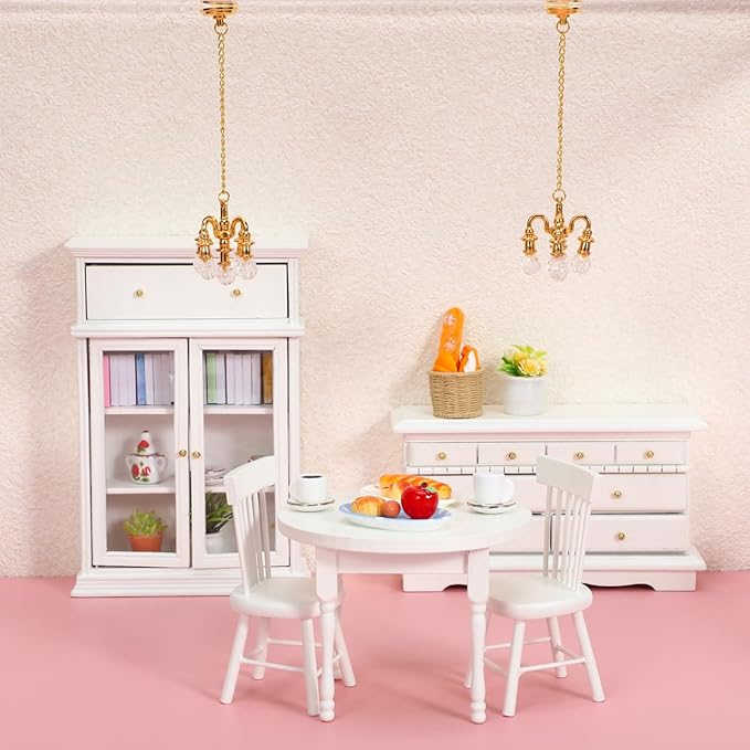 TOYANDONA 2Pcs Dollhouse Chandelier 1:12 Scale - 5 Head Hanging Chandelier Pendant Doll House Ceiling Lights Lamp Miniature Dollhouse Lights for Doll House Accessories Decorations