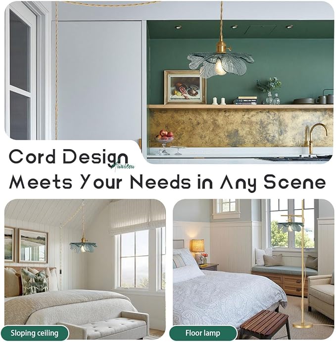 Plug in Hanging light 2 Pack , Modern Pendant Light Dark green Glass Shade 14.75ft Hanging Light with Plug in Cord Large glass pendant light Plug in Pendant Lighting for Kitchen Living Dining Room