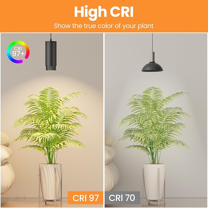 Zoomable Remote Pendant Grow Lights with Auto On/Off Timer, 30W Full Spectrum LED Plant Light 2700K-6000K Dimmable Plug in Hanging Lights for Indoor Plants 20FT Power Cord, Black