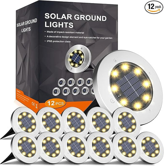INCX 4.6 inch Solar Lights Outdoor Waterproof,12 Pack Solar Lights for Outside, Solar Garden Lights Landscape Lighting for Patio Pathway Lawn Yard Deck Driveway Walkway, Warm White