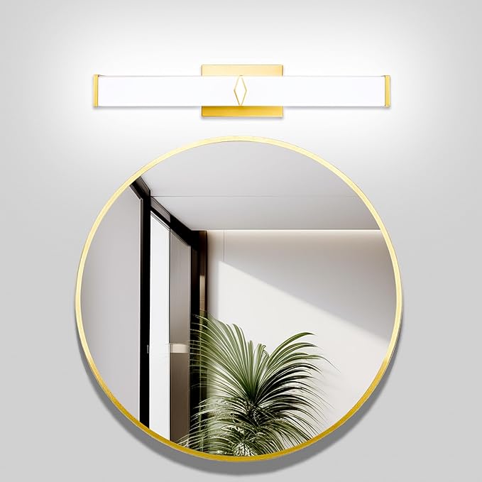 24 Inch Bathroom Vanity Light 2500LM, 5700K Daylight White Modern Bathroom Light Dimmable, AC 120V 25W Gold LED Vanity Lighting Fixtures Wall Sconce ETL Certified, 1Pack
