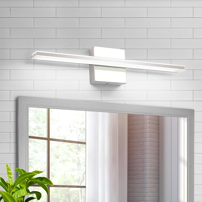 LED Vanity Light Bar 20 Inch Bathroom Light Fixtures 12W Over Mirror Lighting Chrome Vanity Lights Fixtures Modern Bathrooms Lamps Acrylic Bath Wall Light Fixtures