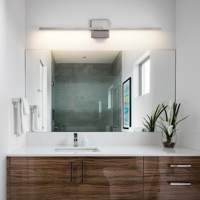 Bathroom Vanity Light Fixtures - 30inch Dimmable Brushed Nickel Bathroom Lights Over Mirror 18W LED Vanity Light Bar 3500K Modern Wall Sconce Lighting for Mural