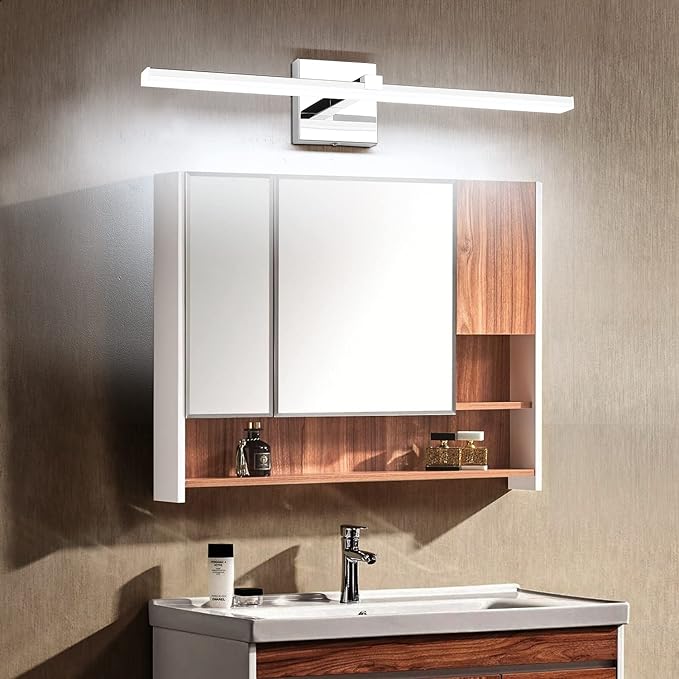 ZUZITO 24 inch Chrome Vanity Lights for Bathroom Modern Bathroom Light Fixtures Over Mirror 18W LED Vanity Lights 6000K Cool White