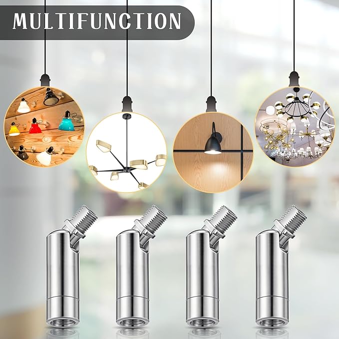 Tondiamo 4 Pcs Silver Sloped Ceiling Light Adapter 180 Degree Pendant Suspension Canopy for Chandelier Track Ceiling Lamp Pendant Vaulted Overhead Light Hanging Helper for Vaulted or Angled Overhead