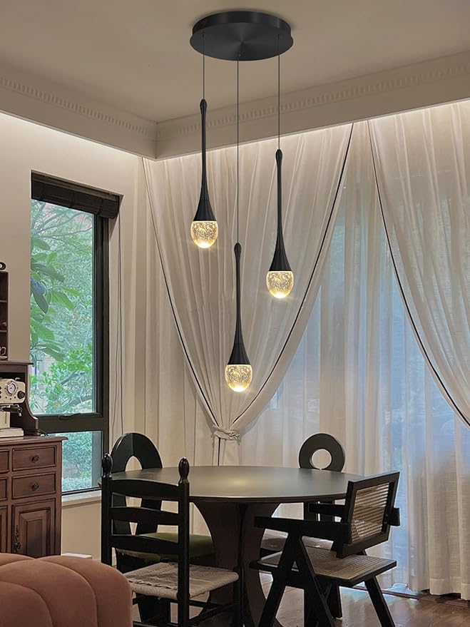ykolupty Pendant Lights Kitchen Island 3-Lights Pendant Chandelier for Dining Room Hallway Stairwell,LED Dimmable 2700K-6000K