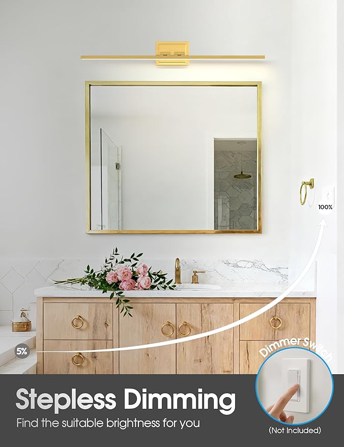 VOLISUN Bathroom Vanity Light 39.4 inch, 24W Dimmable 5CCT Led Bathroom Light Fixture Over Mirror, Gold Bar Vanity Light for Bathrooms-ETL Certificated
