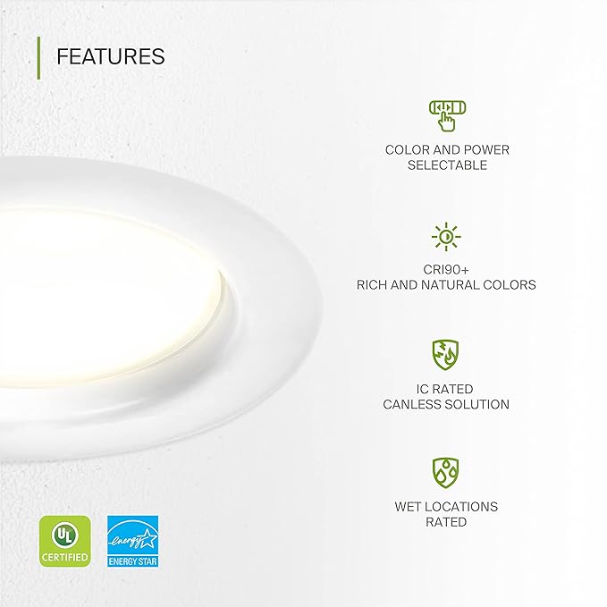 ASD 4 Inch Commercial Canless LED Downlight, Power Adjustable 7/10/13W Lighting, Dimmable Recessed Ceiling Light Fixture, 5 Color Temperatures 2700K-5000K, 120-277V IC Rated UL & Energy Star 8 Pack