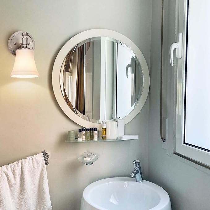 Wall Sconces, Traditional Brushed Nickel 1 Light Sconce, Wall Light with Opal Glass Shade for Bedroom Bathroom Living Room & Hallway Vanity Lighting Fixture